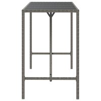 Bartafel met glazen blad 180x70x110 cm poly rattan grijs 4