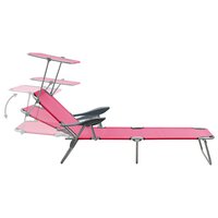 Ligbed met luifel staal roze 4