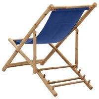 Ligstoel bamboe en canvas marineblauw 4