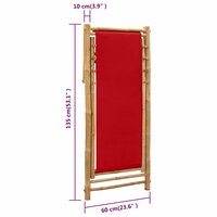 Ligstoel bamboe en canvas rood 9