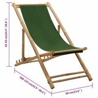 Ligstoel bamboe en canvas groen 8