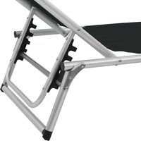 Ligbed inklapbaar met dak aluminium en textileen zwart 8