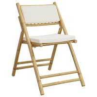 Bistrostoelen 6 st inklapbaar met kussens bamboe cr&amp;egrave;mewit 3