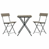 3-delige Bistroset inklapbaar poly rattan grijs 3