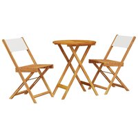 3-delige Bistroset stof en massief hout cr&amp;egrave;mewit 2
