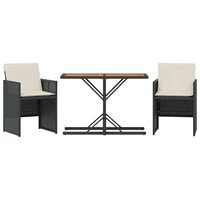 3-delige Bistroset met kussens poly rattan zwart 2