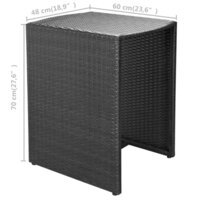 3-delige Bistroset met kussens poly rattan zwart 9