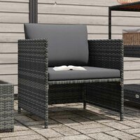 Tuinbank met kussens poly rattan grijs 2