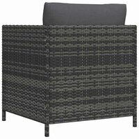 Tuinbank met kussens poly rattan grijs 6