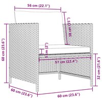 Tuinbank met kussens poly rattan grijs 8