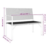 Tuinbank 2-zits poly rattan grijs 8