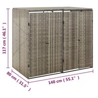 Containerberging dubbel 140x80x117 cm poly rattan grijs 7