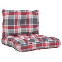 Palletkussens 2 st stof ruitpatroon rood 2