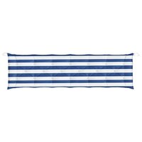 Tuinbankkussen gestreept 200x50x7 cm stof wit en blauw 4