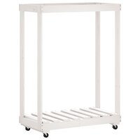 Houtblokhouder met wielen 76,5x40x108 cm massief grenenhout wit 6