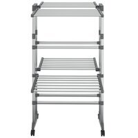 Droogrek 2-laags met wieltjes 60x70x106 cm zilverkleurig 3