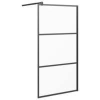 Inloopdouchewand 100x195 cm mat ESG-glas zwart 2