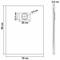 Douchebak 90x70 cm SMC wit 6