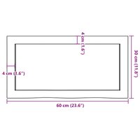 Wastafelblad 60x30x(2-4) cm behandeld massief hout lichtbruin 9