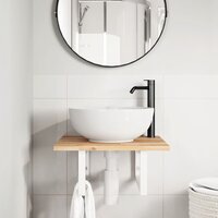 Badkamer wandschap staal en massief acaciahout 3