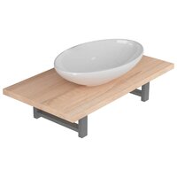 2-delige Badkamermeubelset keramiek eikenkleurig 2