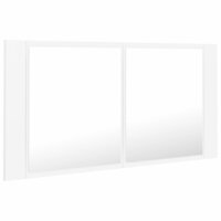 Badkamerkast met spiegel en LED 90x12x45 cm acryl wit 8