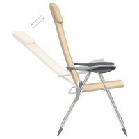Campingstoelen 4 st inklapbaar aluminium cr&amp;egrave;mewit 2