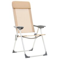 Campingstoelen 4 st inklapbaar aluminium cr&amp;egrave;mewit 3