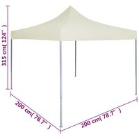 Partytent professioneel inklapbaar 2x2 m staal cr&amp;egrave;me 9