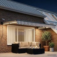 Elektrisch Uittrekbaar Zonnescherm Lichtgrijs en wit. 3