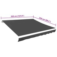 Vervangingsdoek voor luifel 3,5x2,5 m polyester grijs 5