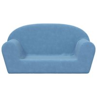 Kinderbank 2-zits zacht pluche blauw 3