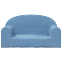 Kinderbank 2-zits zacht pluche blauw 3