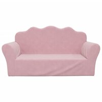 Kinderbank 2-zits roze zacht pluche 3