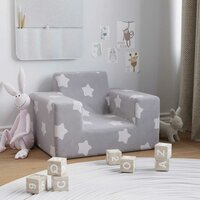 Kinderbank met sterren zacht pluche lichtgrijs 2