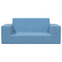 Kinderbank 2-zits zacht pluche blauw 3