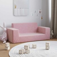 Kinderbank 2-zits zacht pluche roze 2