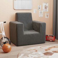 Kinderbank zacht pluche antraciet 2