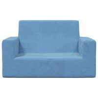 Kinderbank 2-zits zacht pluche blauw 3