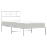 Bedframe met hoofdbord zonder matras metaal wit 75x190 cm 4