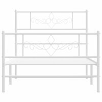 Bedframe met hoofd- en voeteneinde metaal wit 75x190 cm 5