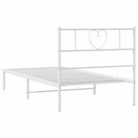 Bedframe met hoofdbord zonder matras metaal wit 75x190 cm 7
