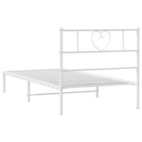 Bedframe met hoofdbord metaal wit 90x200 cm 7