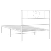 Bedframe met hoofdbord metaal wit 107x203 cm 7