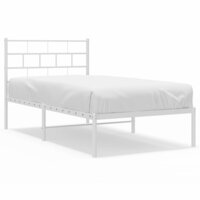Bedframe met hoofdbord metaal wit 80x200 cm 2