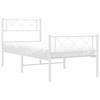 Bedframe met hoofd- en voeteneinde metaal wit 107x203 cm 3