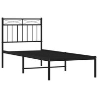 Bedframe met hoofdbord metaal zwart 75x190 cm 4