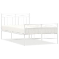 Bedframe met hoofd- en voeteneinde metaal wit 107x203 cm 2