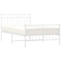 Bedframe met hoofd- en voeteneinde metaal wit 107x203 cm 3
