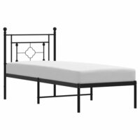 Bedframe met hoofdbord metaal zwart 75x190 cm 2